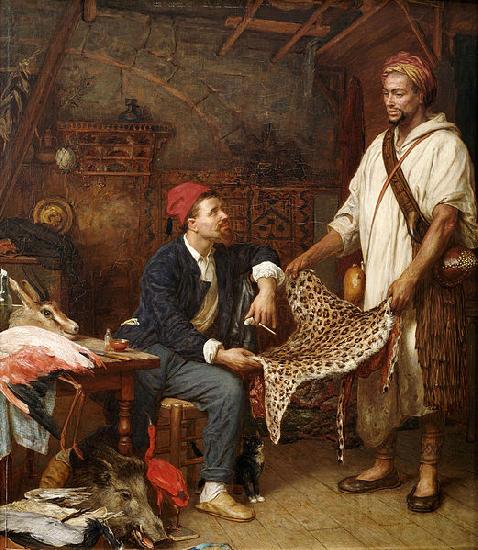 John Evan Hodgson The french naturalist in Algiers Norge oil painting art